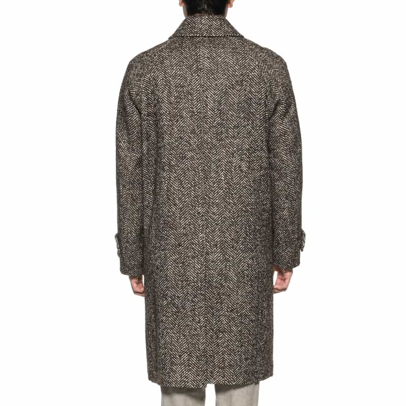 NORMEET NORMEET＜ノーミート＞ バーニーズ　ニューヨーク限定ヘリンボーン柄バルカラーコート BROWN