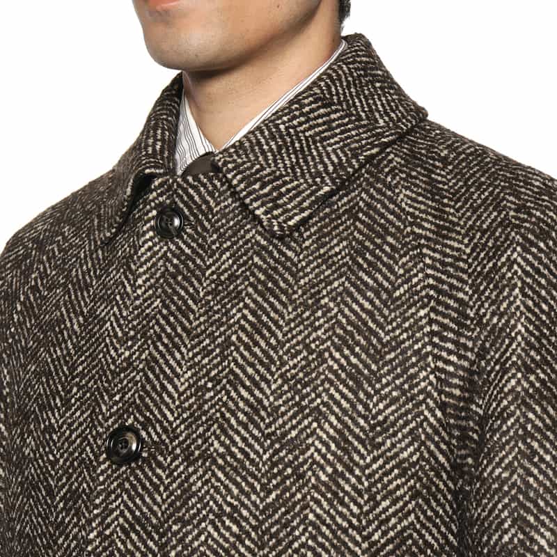 NORMEET NORMEET＜ノーミート＞ バーニーズ　ニューヨーク限定ヘリンボーン柄バルカラーコート BROWN