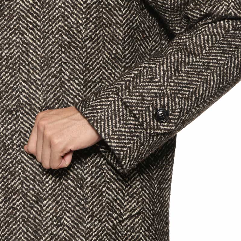 NORMEET NORMEET＜ノーミート＞ バーニーズ　ニューヨーク限定ヘリンボーン柄バルカラーコート BROWN
