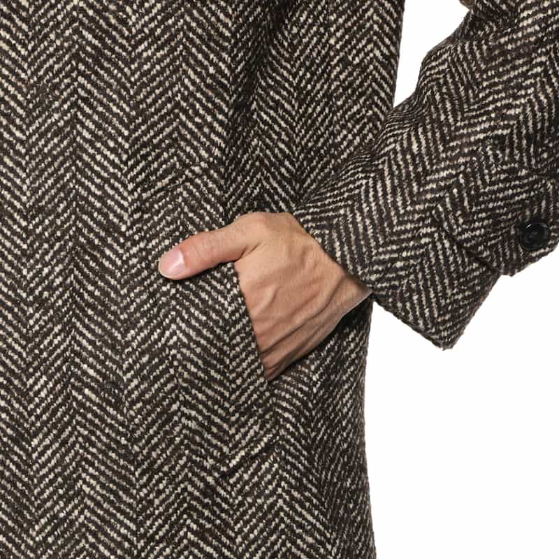 NORMEET NORMEET＜ノーミート＞ バーニーズ　ニューヨーク限定ヘリンボーン柄バルカラーコート BROWN