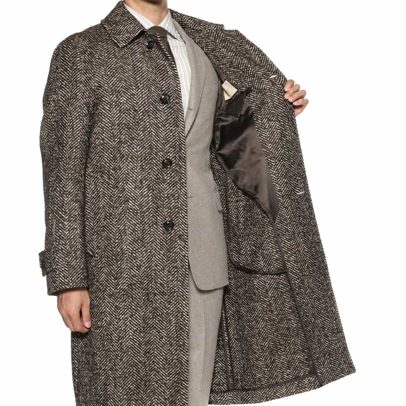 NORMEET NORMEET＜ノーミート＞ バーニーズ　ニューヨーク限定ヘリンボーン柄バルカラーコート BROWN