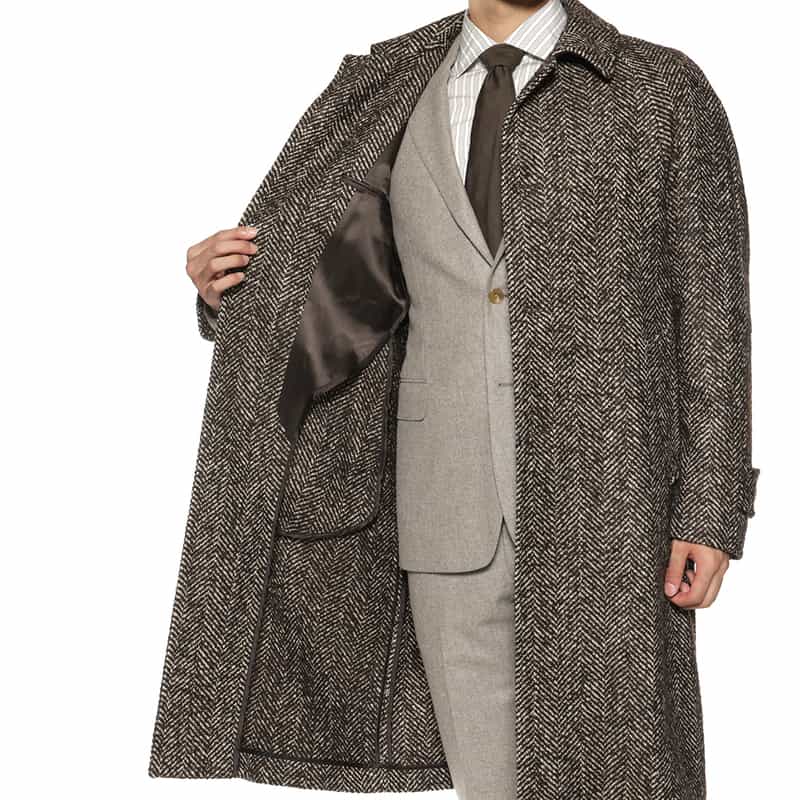 NORMEET NORMEET＜ノーミート＞ バーニーズ　ニューヨーク限定ヘリンボーン柄バルカラーコート BROWN