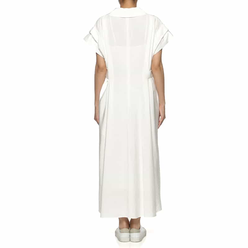 BARNEYS NEW YORK ウォッシャブル サイドギャザーシャツドレス（インナードレス付き） WHITE