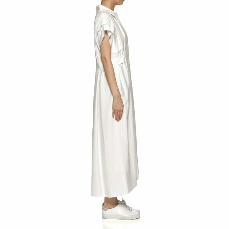 BARNEYS NEW YORK ウォッシャブル サイドギャザーシャツドレス（インナードレス付き） WHITE