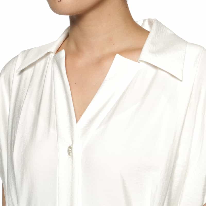 BARNEYS NEW YORK ウォッシャブル サイドギャザーシャツドレス（インナードレス付き） WHITE