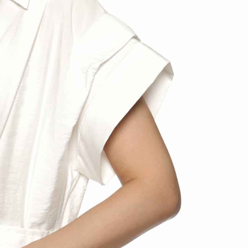 BARNEYS NEW YORK ウォッシャブル サイドギャザーシャツドレス（インナードレス付き） WHITE