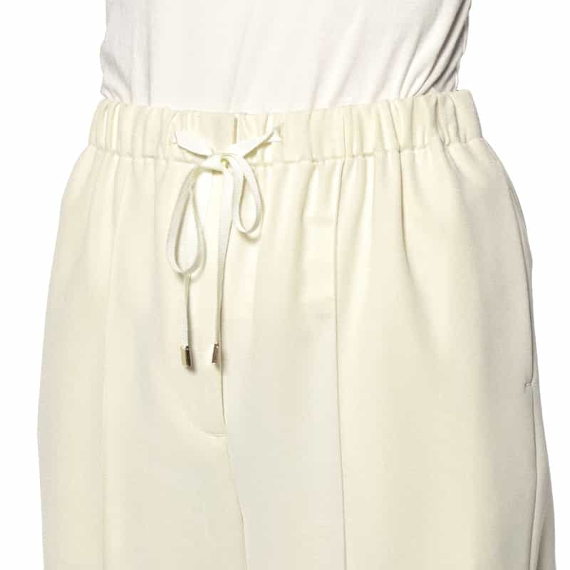 BARNEYS NEW YORK ウォッシャブル 異素材コンビネーション ドローストリングパンツ WHITE