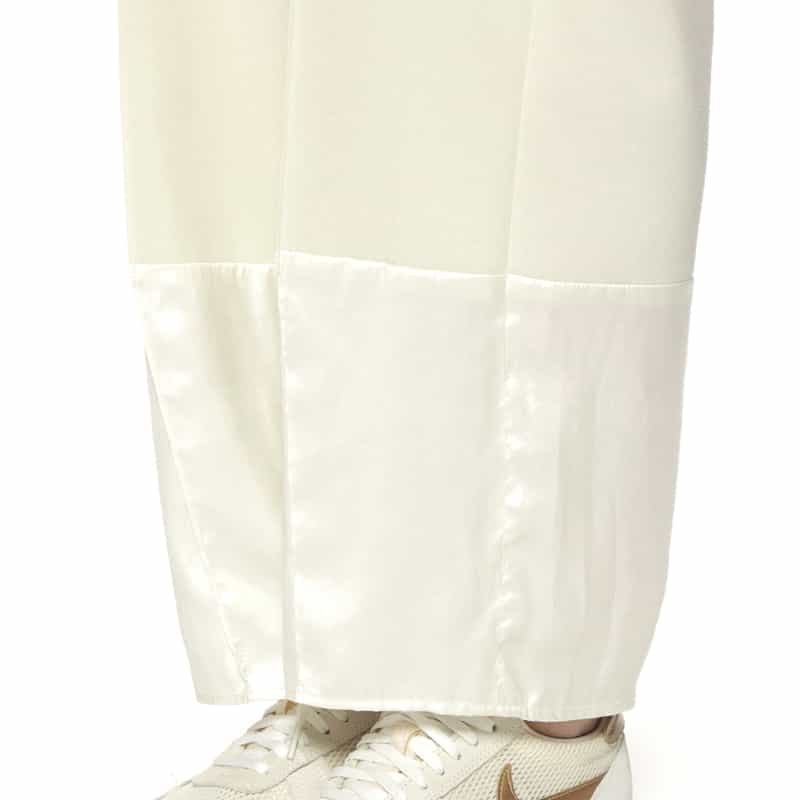 BARNEYS NEW YORK ウォッシャブル 異素材コンビネーション ドローストリングパンツ WHITE