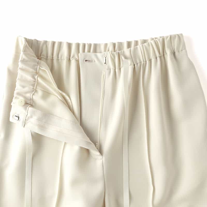 BARNEYS NEW YORK ウォッシャブル 異素材コンビネーション ドローストリングパンツ WHITE