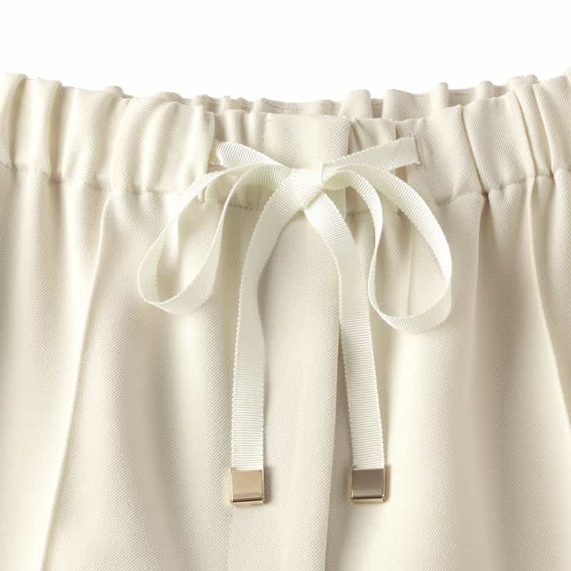 BARNEYS NEW YORK ウォッシャブル 異素材コンビネーション ドローストリングパンツ WHITE