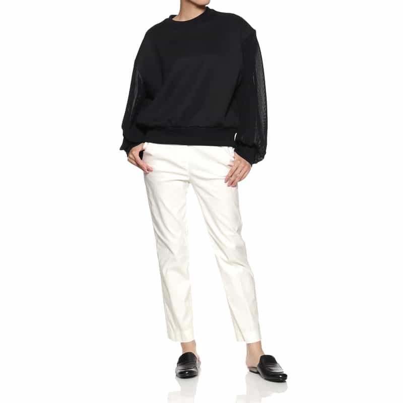 BARNEYS NEW YORK ウォッシャブル バックウエストゴムパンツ WHITE