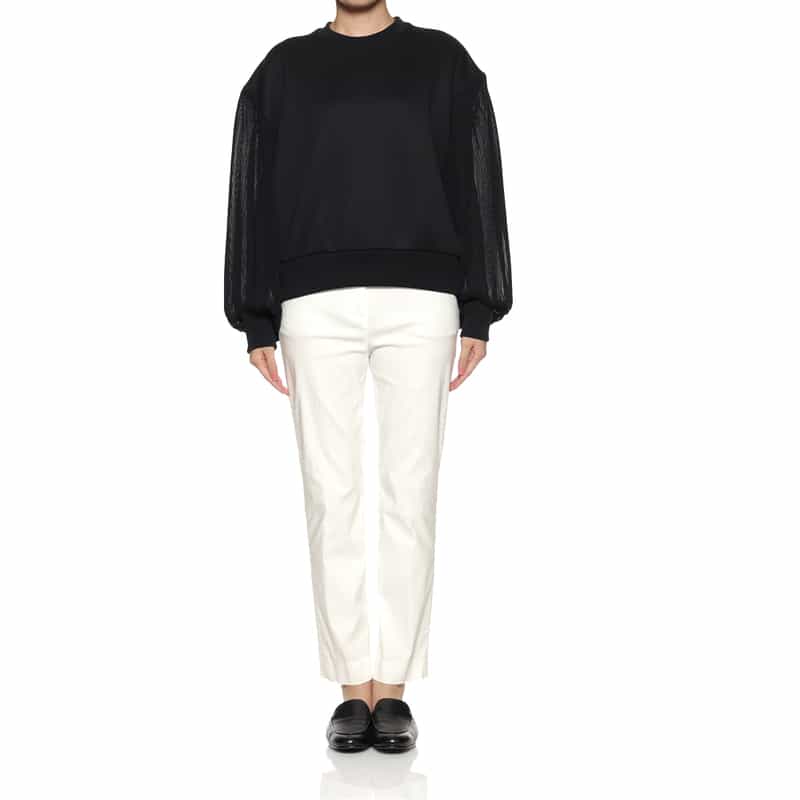 BARNEYS NEW YORK ウォッシャブル バックウエストゴムパンツ WHITE