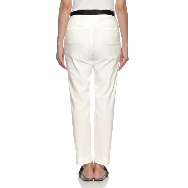 BARNEYS NEW YORK ウォッシャブル バックウエストゴムパンツ WHITE