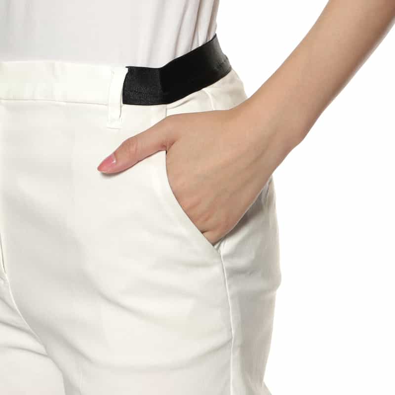 BARNEYS NEW YORK ウォッシャブル バックウエストゴムパンツ WHITE