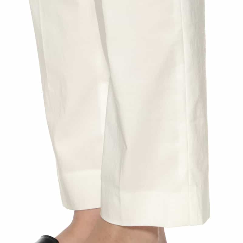 BARNEYS NEW YORK ウォッシャブル バックウエストゴムパンツ WHITE