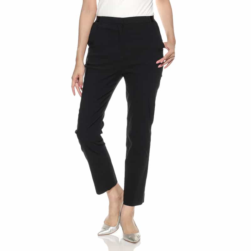 BARNEYS NEW YORK ウォッシャブル バックウエストゴムパンツ BLACK