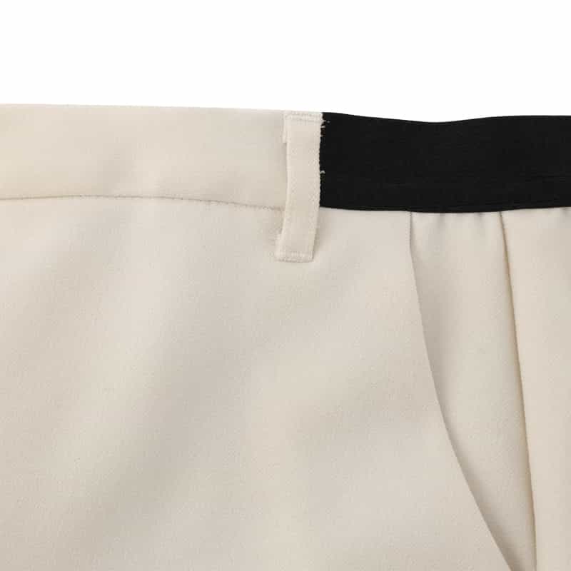 BARNEYS NEW YORK ウォッシャブル ウールライク バックウエストゴムパンツ IVORY