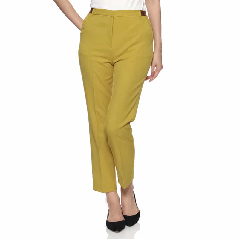 BARNEYS NEW YORK ウォッシャブル ウールライク バックウエストゴムパンツ MUSTARD