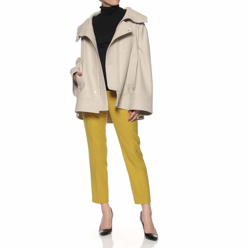 BARNEYS NEW YORK ウォッシャブル ウールライク バックウエストゴムパンツ MUSTARD