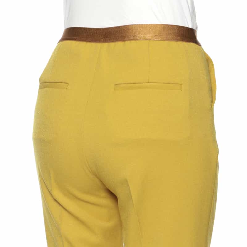 BARNEYS NEW YORK ウォッシャブル ウールライク バックウエストゴムパンツ MUSTARD