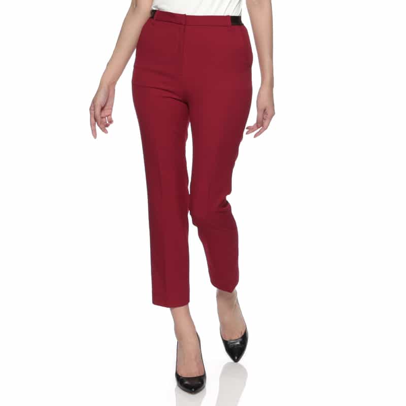 BARNEYS NEW YORK ウォッシャブル ウールライク バックウエストゴムパンツ RED