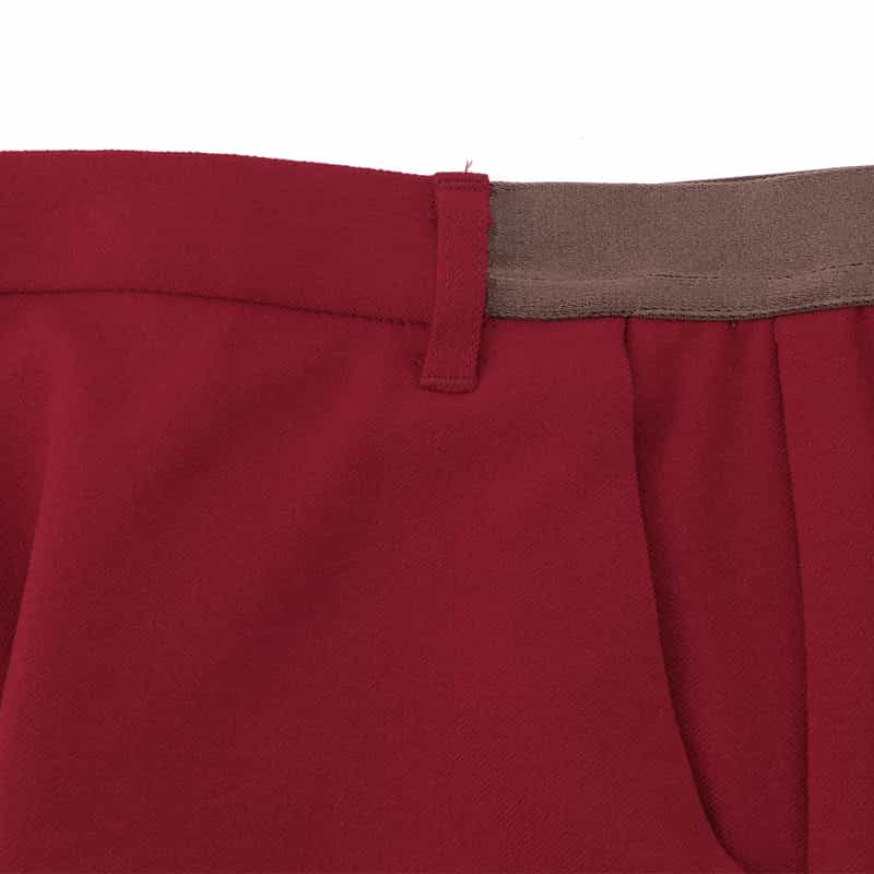 BARNEYS NEW YORK ウォッシャブル ウールライク バックウエストゴムパンツ RED