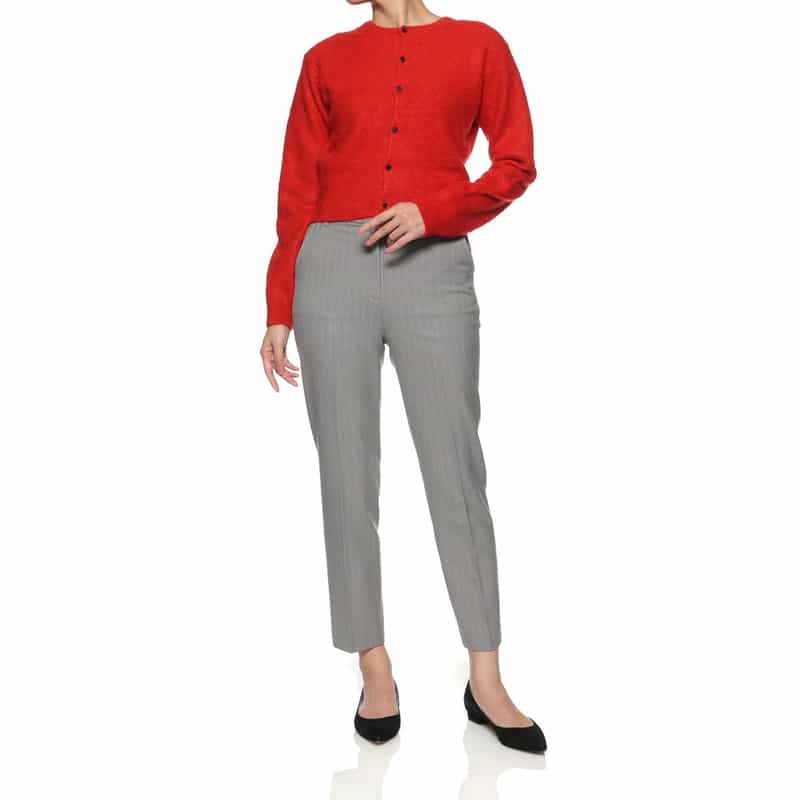 BARNEYS NEW YORK ウォッシャブル ピンストライプ柄 バックウエストゴムパンツ GRAY