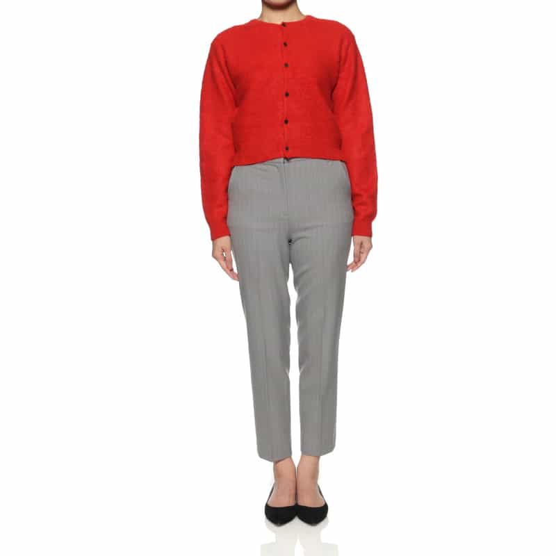 BARNEYS NEW YORK ウォッシャブル ピンストライプ柄 バックウエストゴムパンツ GRAY