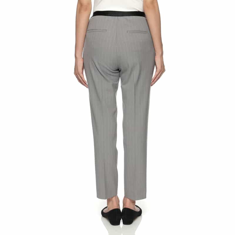 BARNEYS NEW YORK ウォッシャブル ピンストライプ柄 バックウエストゴムパンツ GRAY