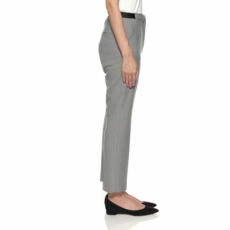 BARNEYS NEW YORK ウォッシャブル ピンストライプ柄 バックウエストゴムパンツ GRAY