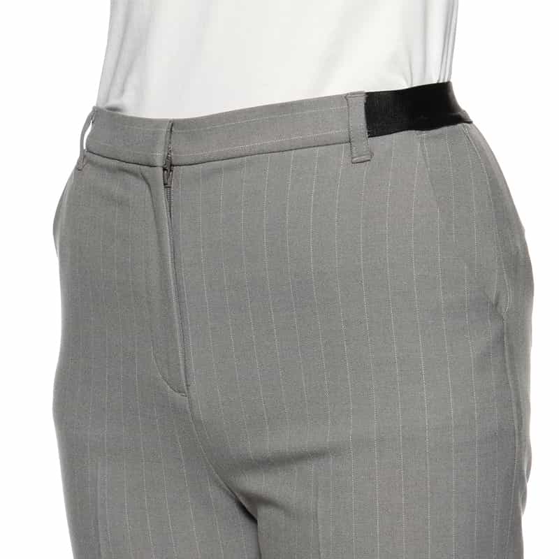 BARNEYS NEW YORK ウォッシャブル ピンストライプ柄 バックウエストゴムパンツ GRAY