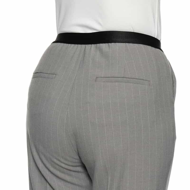 BARNEYS NEW YORK ウォッシャブル ピンストライプ柄 バックウエストゴムパンツ GRAY