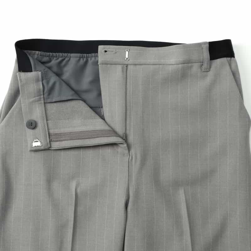 BARNEYS NEW YORK ウォッシャブル ピンストライプ柄 バックウエストゴムパンツ GRAY