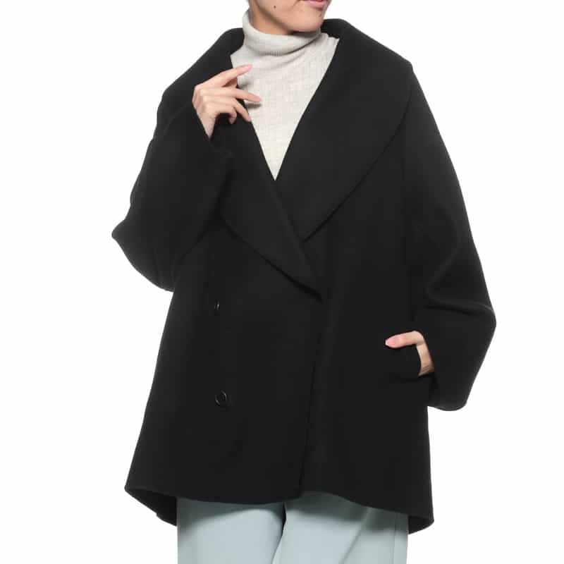 BARNEYS NEW YORK ショールカラー ミディコート BLACK