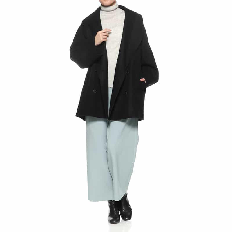 BARNEYS NEW YORK ショールカラー ミディコート BLACK