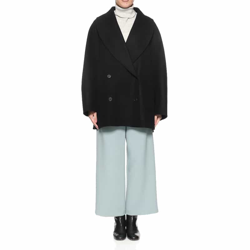 BARNEYS NEW YORK ショールカラー ミディコート BLACK