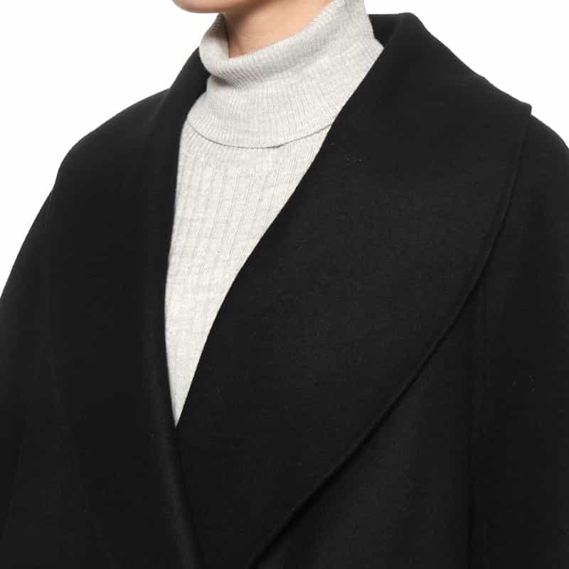 BARNEYS NEW YORK ショールカラー ミディコート BLACK