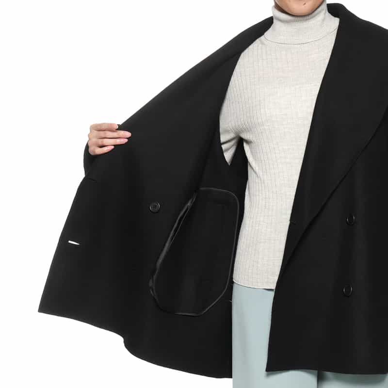 BARNEYS NEW YORK ショールカラー ミディコート BLACK