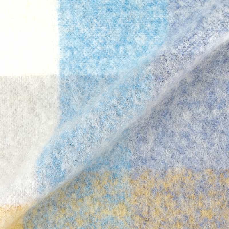 BARNEYS NEW YORK チェック柄フリンジスカーフ BLUE