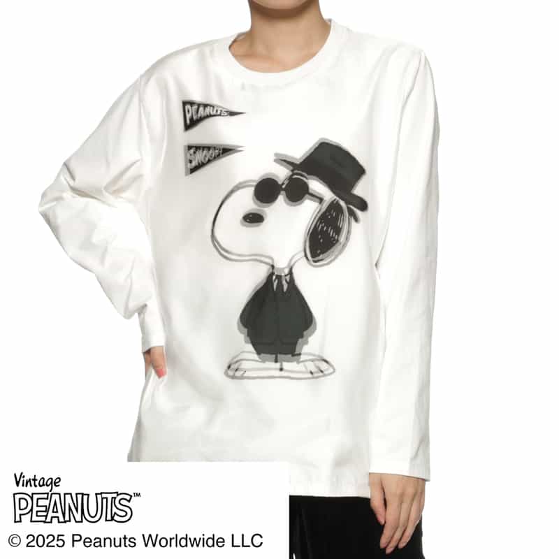 TRIPPY ART TRIPPY ART＜トリッピー アート＞ バーニーズ　ニューヨーク限定プリントロングスリーブTシャツ “SNOOPY“ WHITE