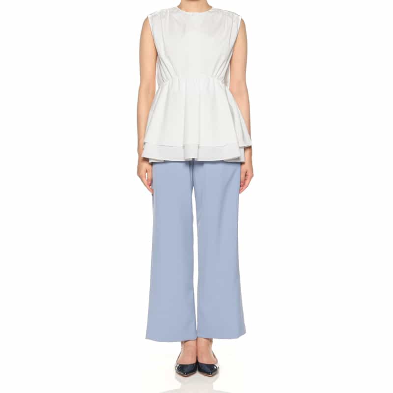 BARNEYS NEW YORK ウォッシャブル ノースリーブブラウス WHITE