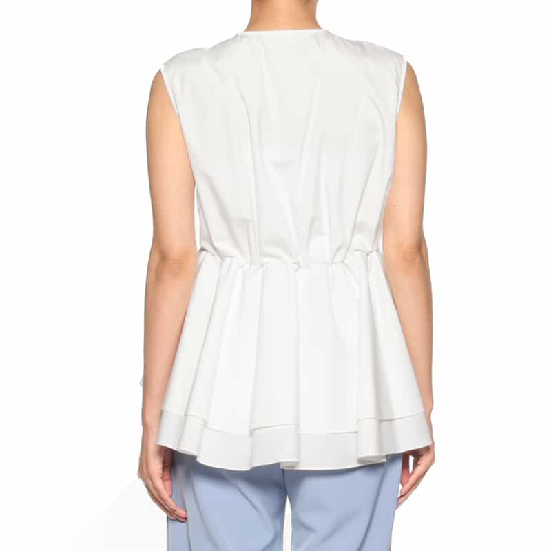 BARNEYS NEW YORK ウォッシャブル ノースリーブブラウス WHITE