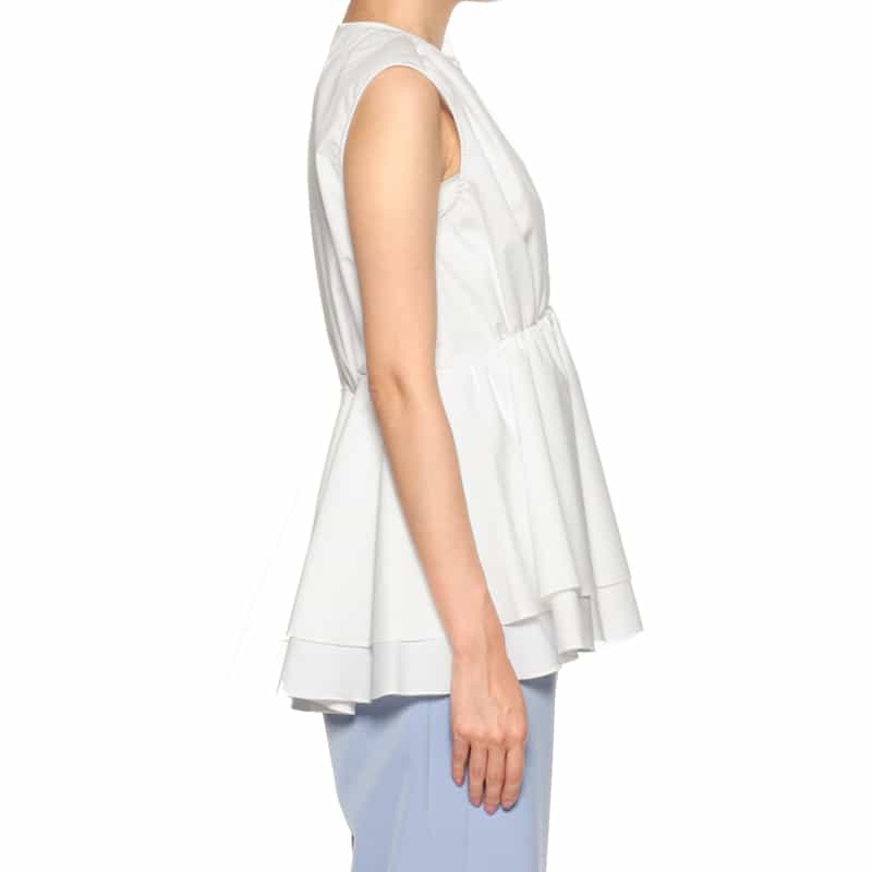 BARNEYS NEW YORK ウォッシャブル ノースリーブブラウス WHITE