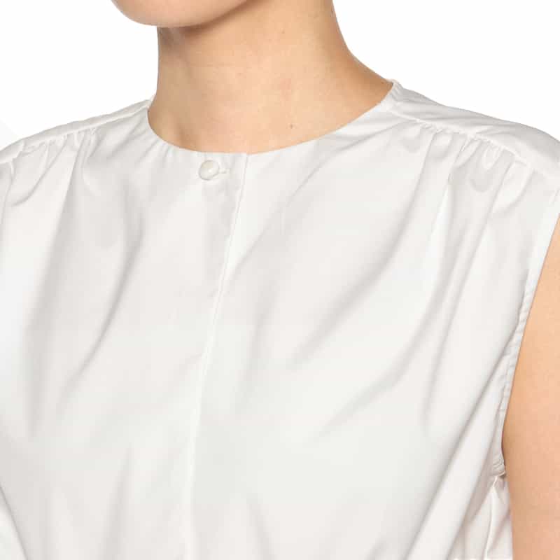 BARNEYS NEW YORK ウォッシャブル ノースリーブブラウス WHITE