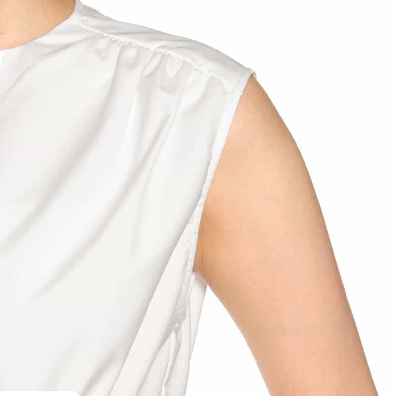 BARNEYS NEW YORK ウォッシャブル ノースリーブブラウス WHITE