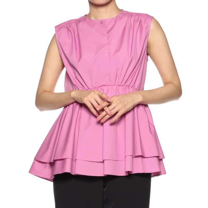 BARNEYS NEW YORK ウォッシャブル ノースリーブブラウス PINK