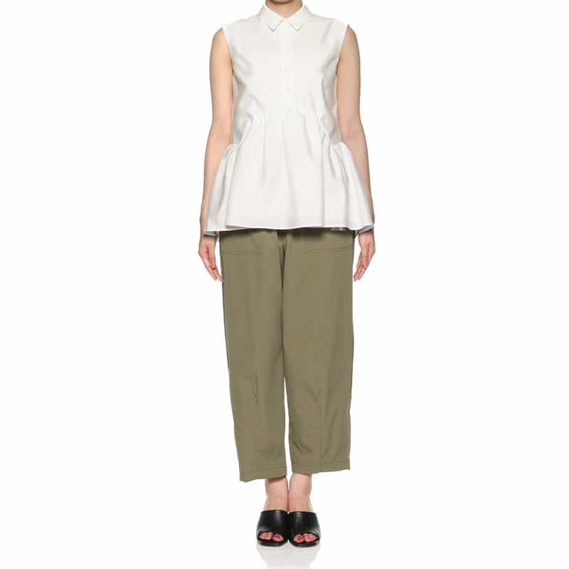 BARNEYS NEW YORK ウォッシャブル ノースリーブブラウス WHITE