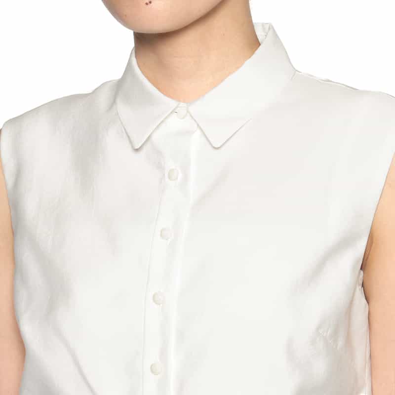 BARNEYS NEW YORK ウォッシャブル ノースリーブブラウス WHITE