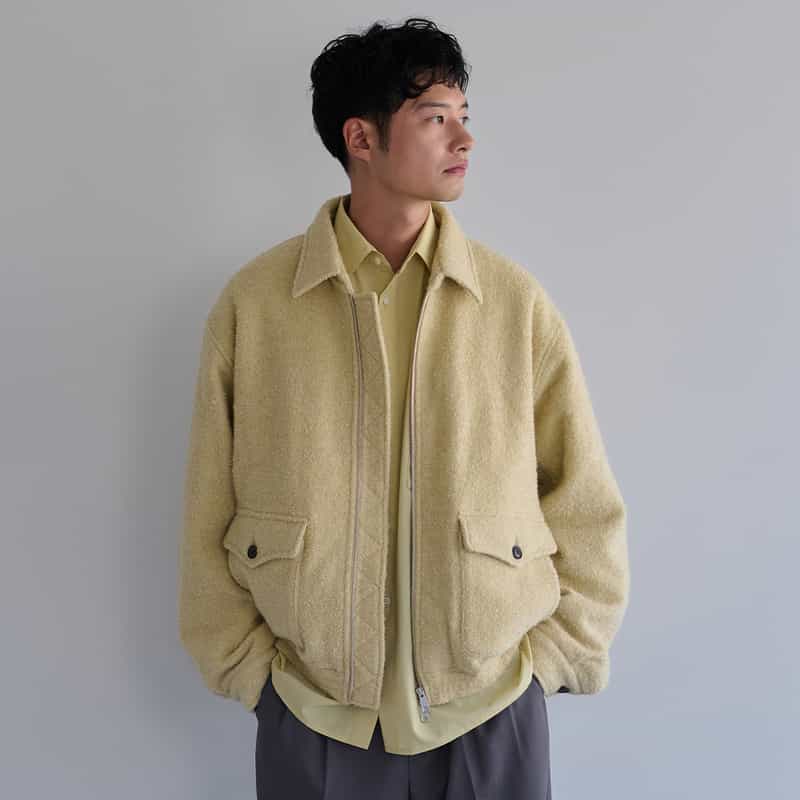 BARNEYS NEW YORK ボア素材ショート丈ブルゾン YELLOW