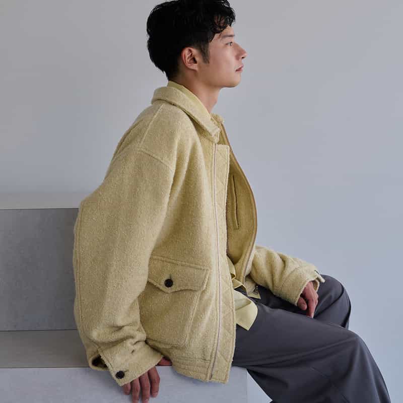 BARNEYS NEW YORK ボア素材ショート丈ブルゾン YELLOW
